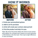 Custom Photo Cartoon Portrait Loving Couple - Personalized Acrylic Car Hanger