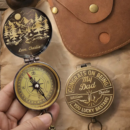 Congrats On Being My Dad Grandpa Husband You Lucky Man - Personalized Engraved Brass Compass