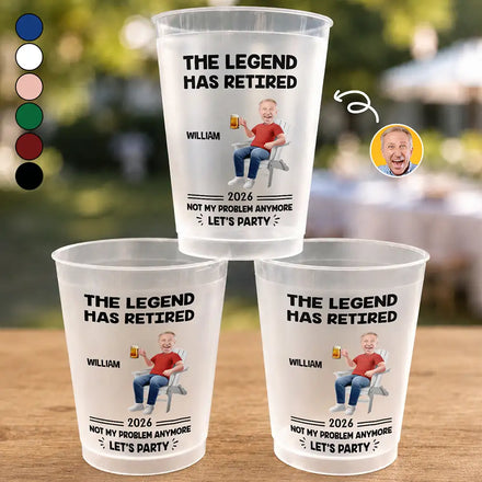 Custom Photo The Legend Has Retired Not My Problem Anymore - Personalized Frosted Cups