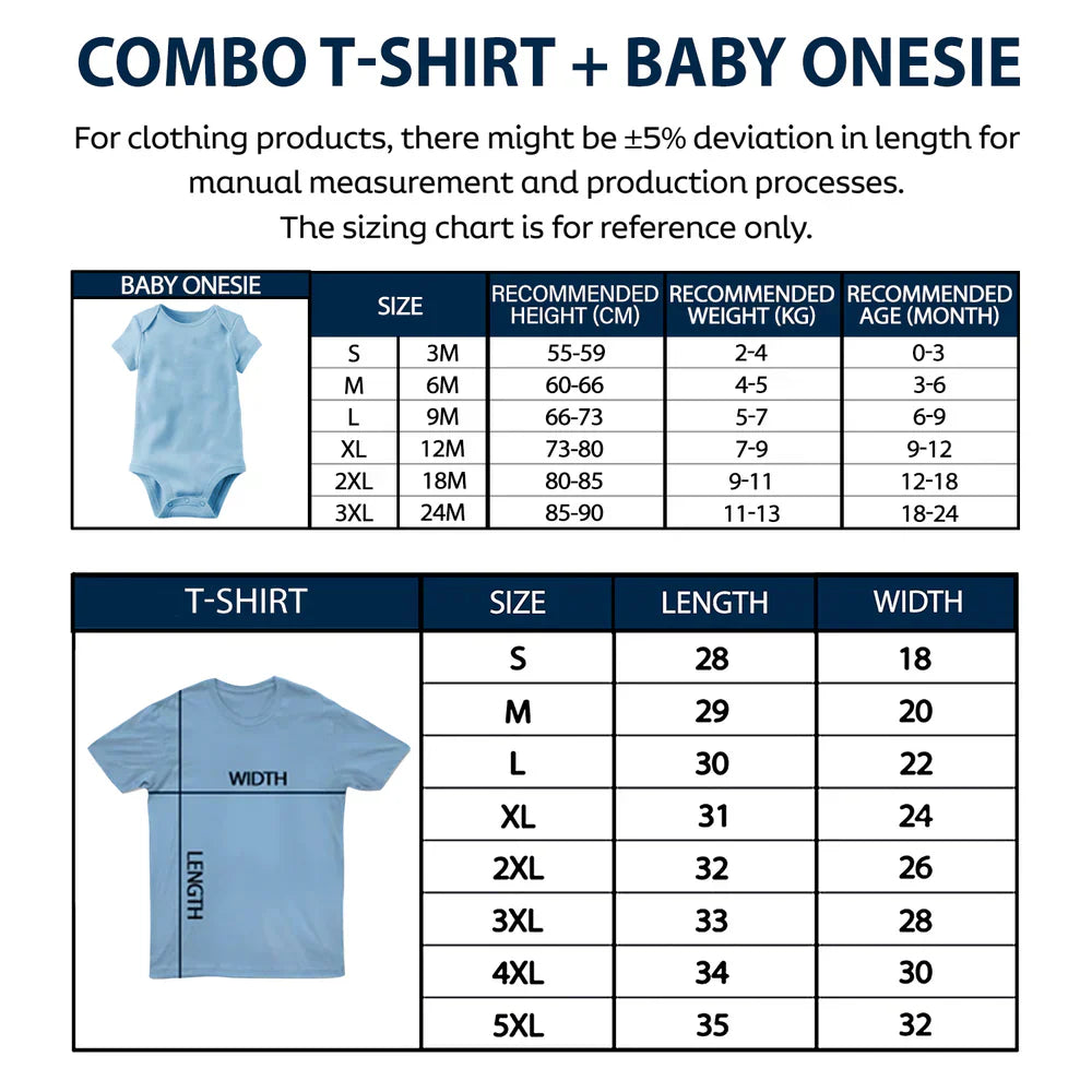 First Father's Day Together - Personalized Combo T Shirt And Baby Onesie