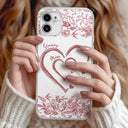 Gift For Grandma,Gift For Mother,Happy - Mom Grandma Heart We Love You Toile De Jouy Pattern - Personalized Clear Phone Case