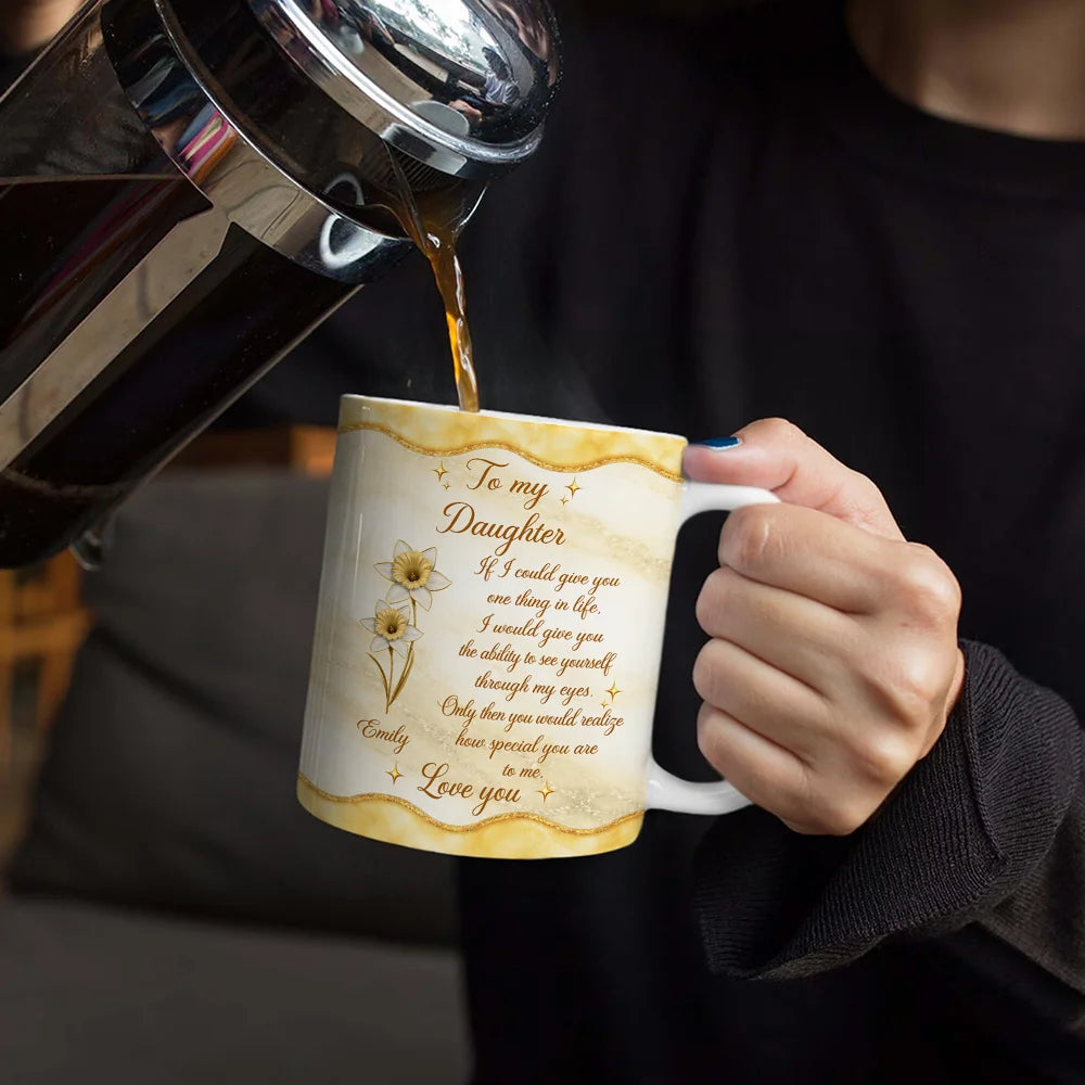 Gift For Daughter, Gift For Women, Love - Mom And Daughter Forever Linked Together - Personalized White Edge-to-Edge Mug