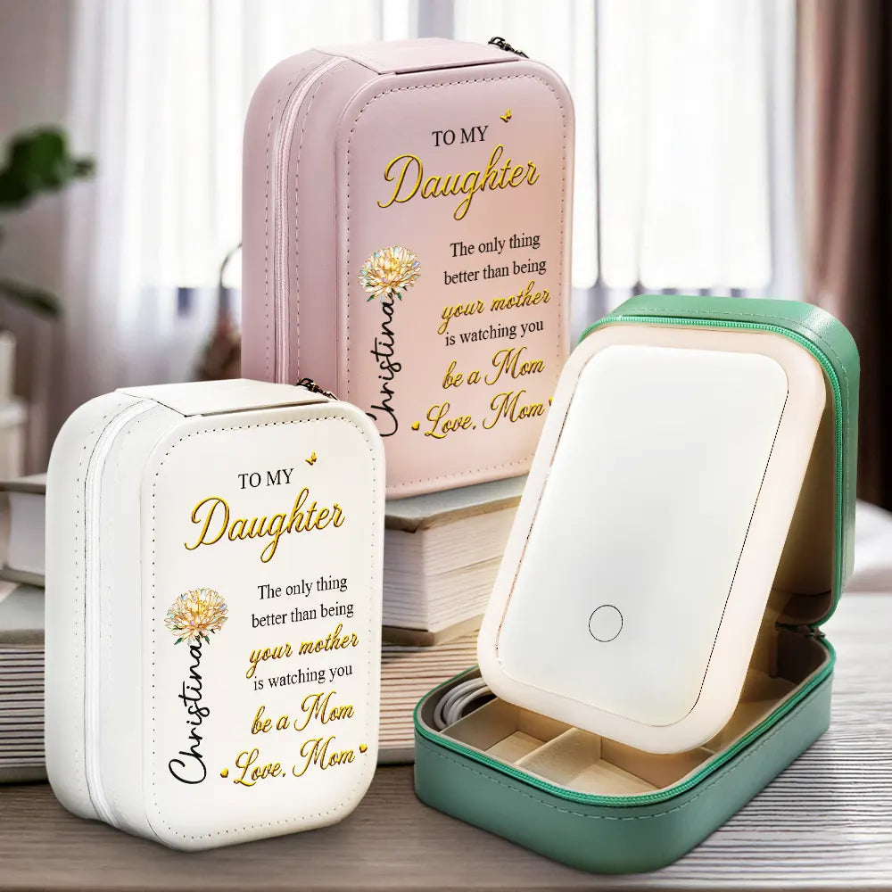 Gift For Daughter, Mom - Daughters (Adult), Gift For Women, Happy, Grandma - Grandkids, Gift For Grandkids - Mom Daughter The Only Thing Better Than Being Your Mother - Personalized Makeup Box With LED Mirror
