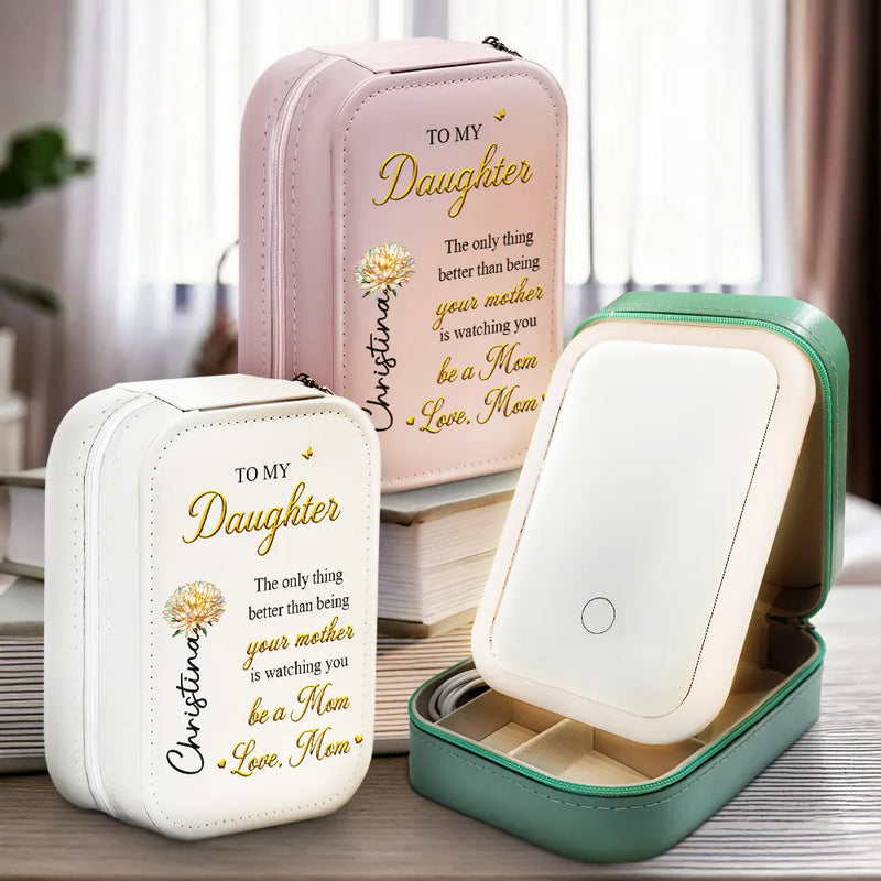 Gift For Daughter, Mom - Daughters (Adult), Gift For Women, Happy, Grandma - Grandkids, Gift For Grandkids - Mom Daughter The Only Thing Better Than Being Your Mother - Personalized Makeup Box With LED Mirror
