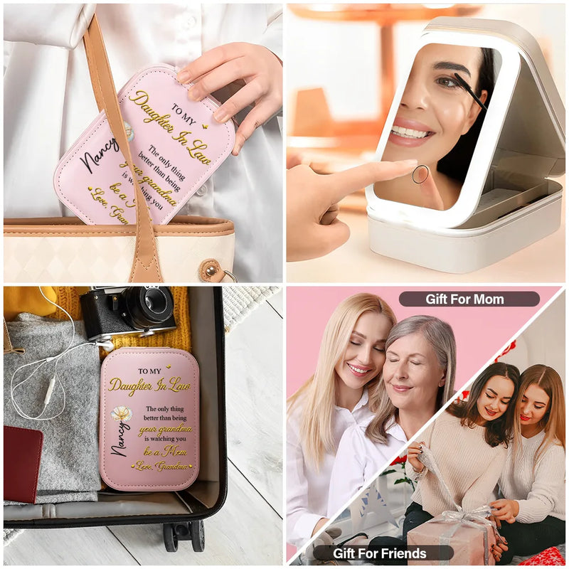 Gift For Daughter, Mom - Daughters (Adult), Gift For Women, Happy, Grandma - Grandkids, Gift For Grandkids - Mom Daughter The Only Thing Better Than Being Your Mother - Personalized Makeup Box With LED Mirror