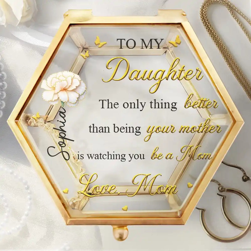 Gift For Daughter,Mom - Daughters (Adult),Gift For Women,Happy,Grandma - Grandkids,Gift For Grandkids - Mom Daughter The Only Thing Better Than Being Your Mother - Personalized Ring Dish - Personalized Glass Jewelry Box
