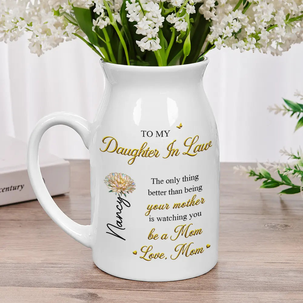 Gift For Daughter,Mom - Daughters (Adult),Gift For Women,Happy,Grandma - Grandkids,Gift For Grandkids - Mom Daughter The Only Thing Better Than Being Your Mother - Personalized Ceramic Flower Vase