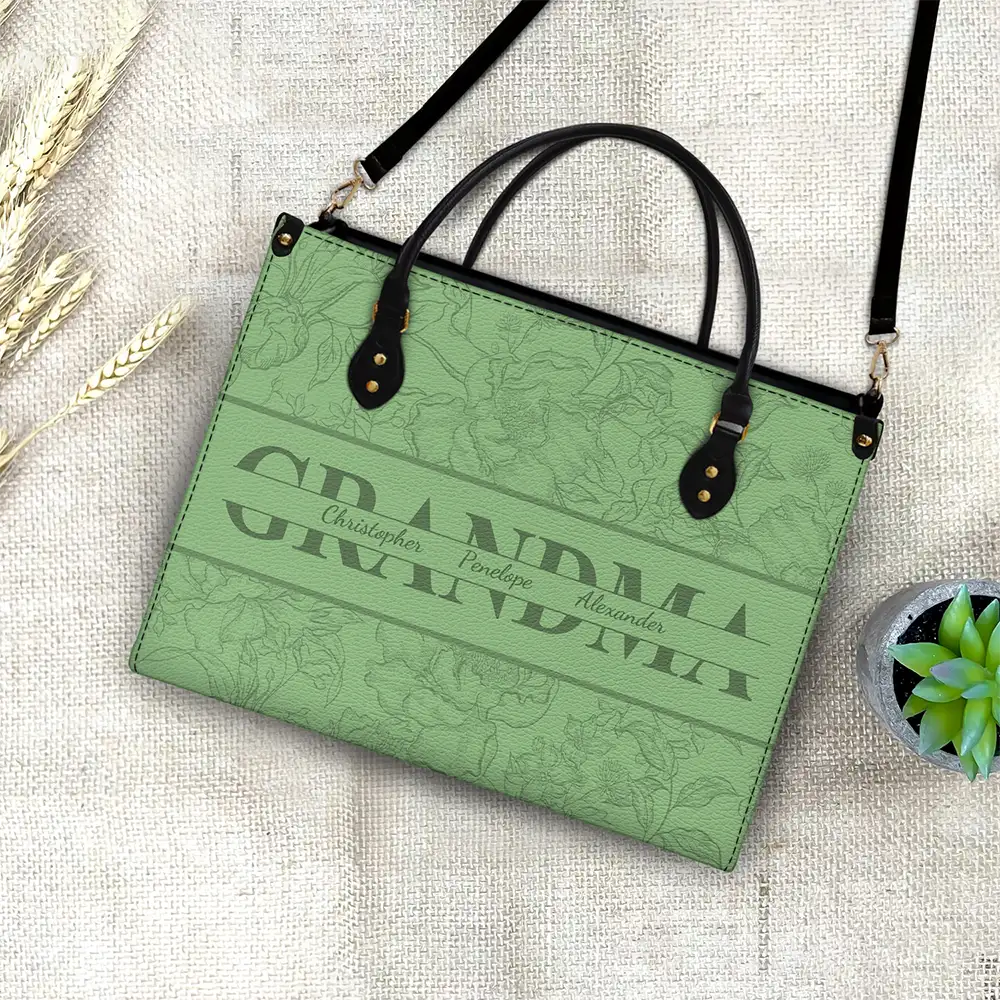 Gift For Mother, Family, Happy - Mom Floral Design Trendy Bag - Personalized Leather Bag