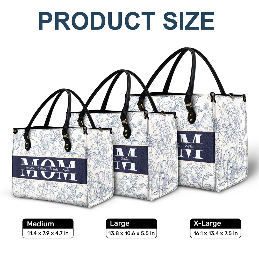 Gift For Mother, Family, Happy - Mom Floral Design Trendy Bag - Personalized Leather Bag