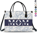 Gift For Mother, Family, Happy - Mom Floral Design Trendy Bag - Personalized Leather Bag