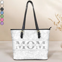 Gift For Mother,Mom,Children - Mom Floral Design Trendy Bag - Personalized Leather Tote Bag
