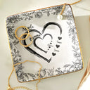 Gift For Grandma, Gift For Mother, Grandma - Grandkids, Happy - Mom Grandma Heart We Love You Toile De Jouy Pattern - Personalized Ring Dish