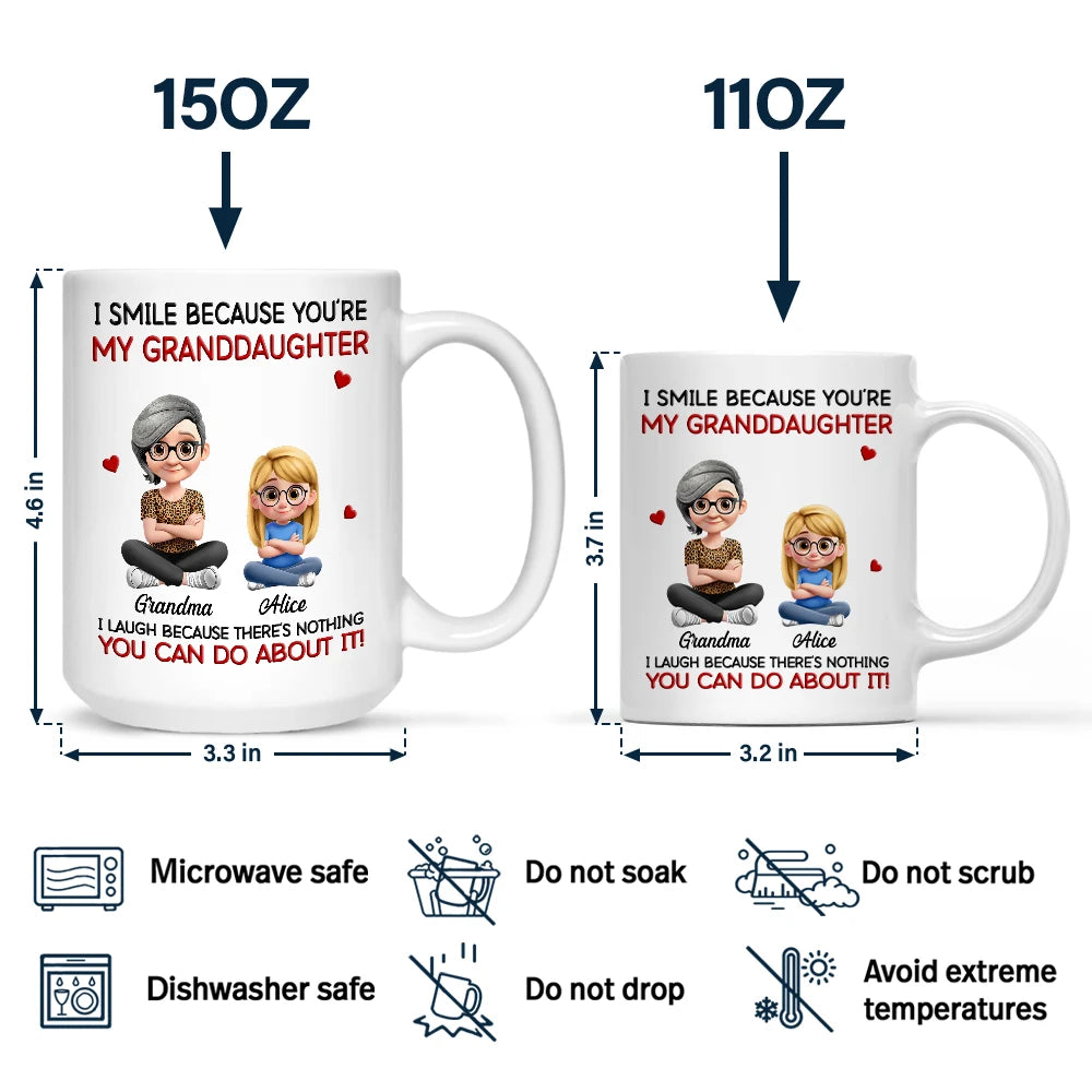 Gift For Son,Dad - Sons,Dad - Daughters (Adult),Dad - Daughters (Young),Gift For Daughter,Grandpa - Grandkids,Gift For Grandkids,Happy - Mom Grandma I Smile Because You Are My Daughter Son - Personalized Mug