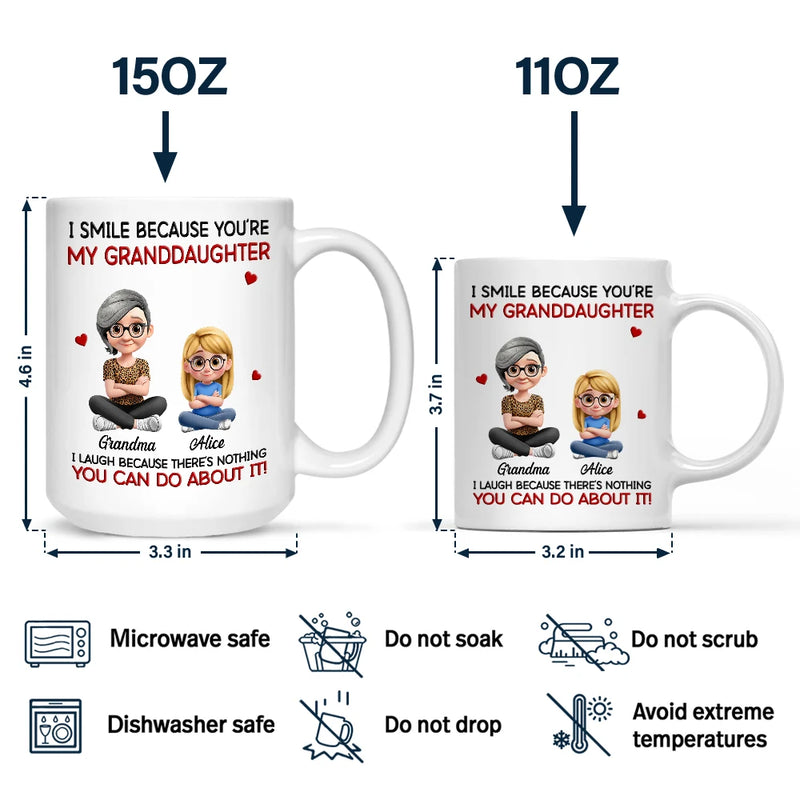 Gift For Son,Dad - Sons,Dad - Daughters (Adult),Dad - Daughters (Young),Gift For Daughter,Grandpa - Grandkids,Gift For Grandkids,Happy - Mom Grandma I Smile Because You Are My Daughter Son - Personalized Mug