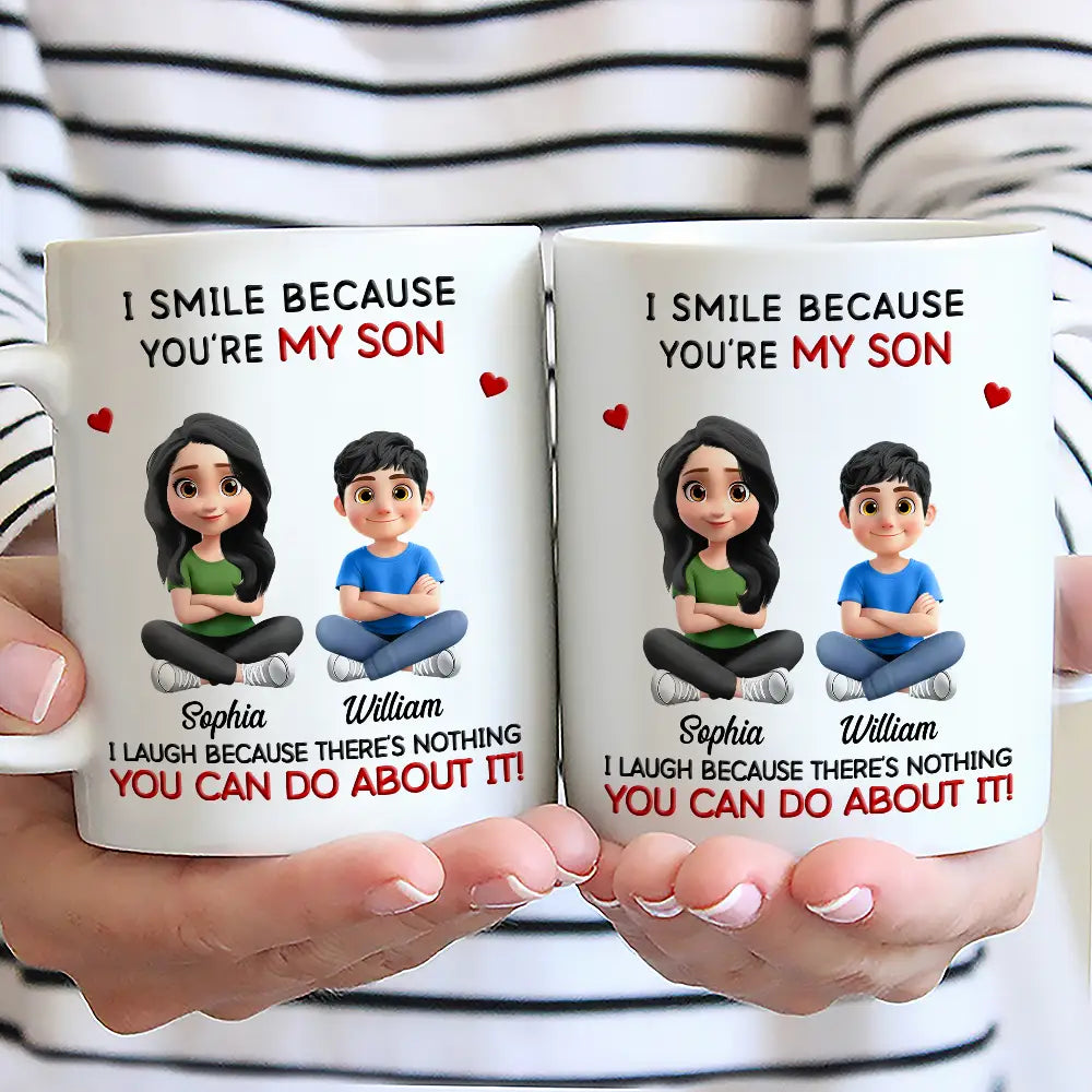 Gift For Son,Dad - Sons,Gift For Daughter,Gift For Grandkids,Happy,Mom - Daughters (Adult),Mom - Daughters (Young),Grandma - Grandkids - Mom Grandma I Smile Because You Are My Daughters Sons Grandkids - Personalized Mug