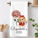 Gift For Wife,Gift For Yourself,Gift For Women,Gift For Mother,Gift For Aunt,Gift For Grandma,Happy,Cooking,Baking  - Mom Grandma Kitchen Birth Flower - Personalized Kitchen Towel