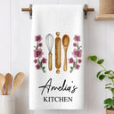 Cooking, Gift For Yourself, Gift For Women, Top Market, Cozy, Icon - Mom Grandma Kitchen Birth Flower - Personalized Kitchen Towel