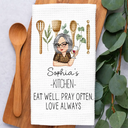 Gift For Wife,Gift For Yourself,Gift For Women,Gift For Mother,Gift For Aunt,Gift For Grandma,Happy,Cooking,Baking  - Mom Grandma Kitchen Cooking For Love - Personalized Kitchen Towel