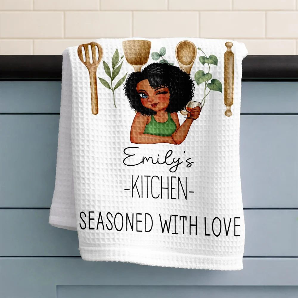 Gift For Wife,Gift For Yourself,Gift For Women,Gift For Mother,Gift For Aunt,Gift For Grandma,Happy,Cooking,Baking  - Mom Grandma Kitchen Cooking For Love - Personalized Kitchen Towel