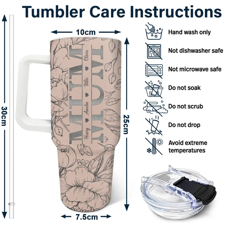 Mom Grandma Nana - Personalized 40oz Tumbler With Straw