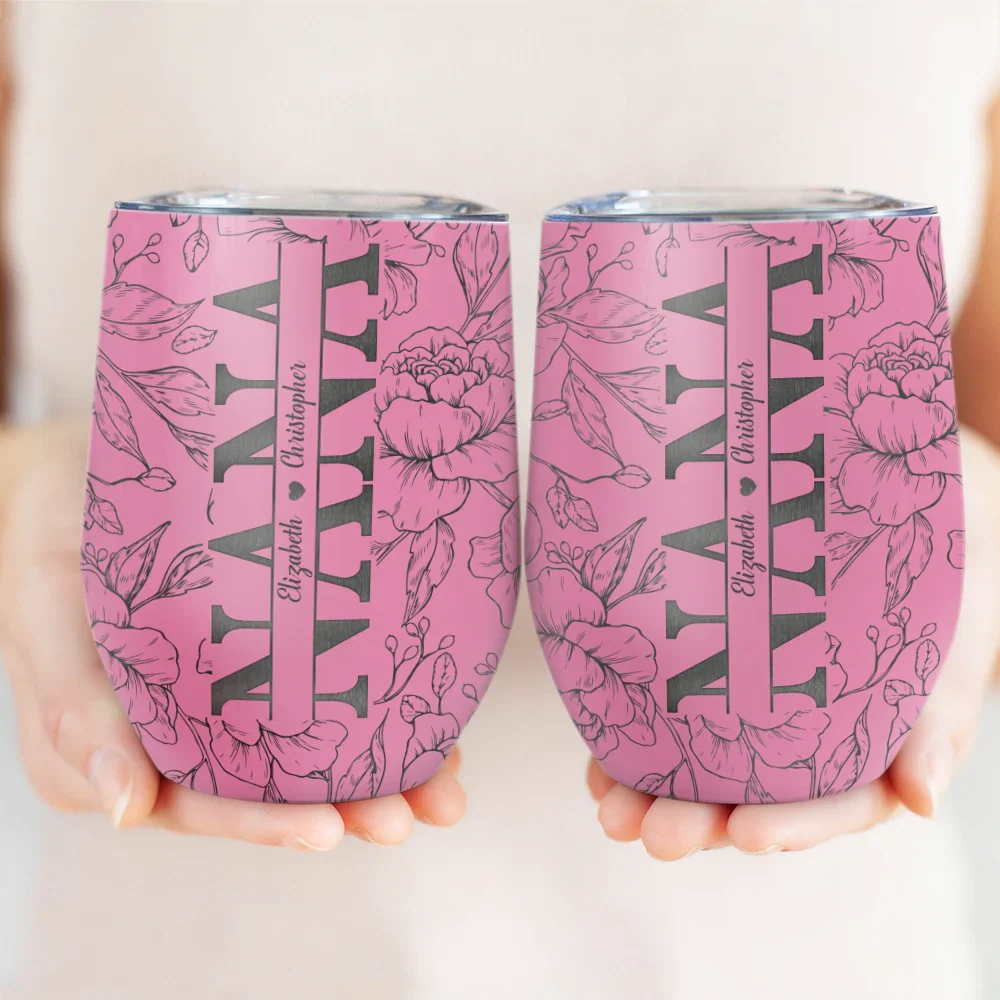 Gift For Mother, Gift For Grandma, Love - Mom Grandma Nana - Personalized Wine Tumbler