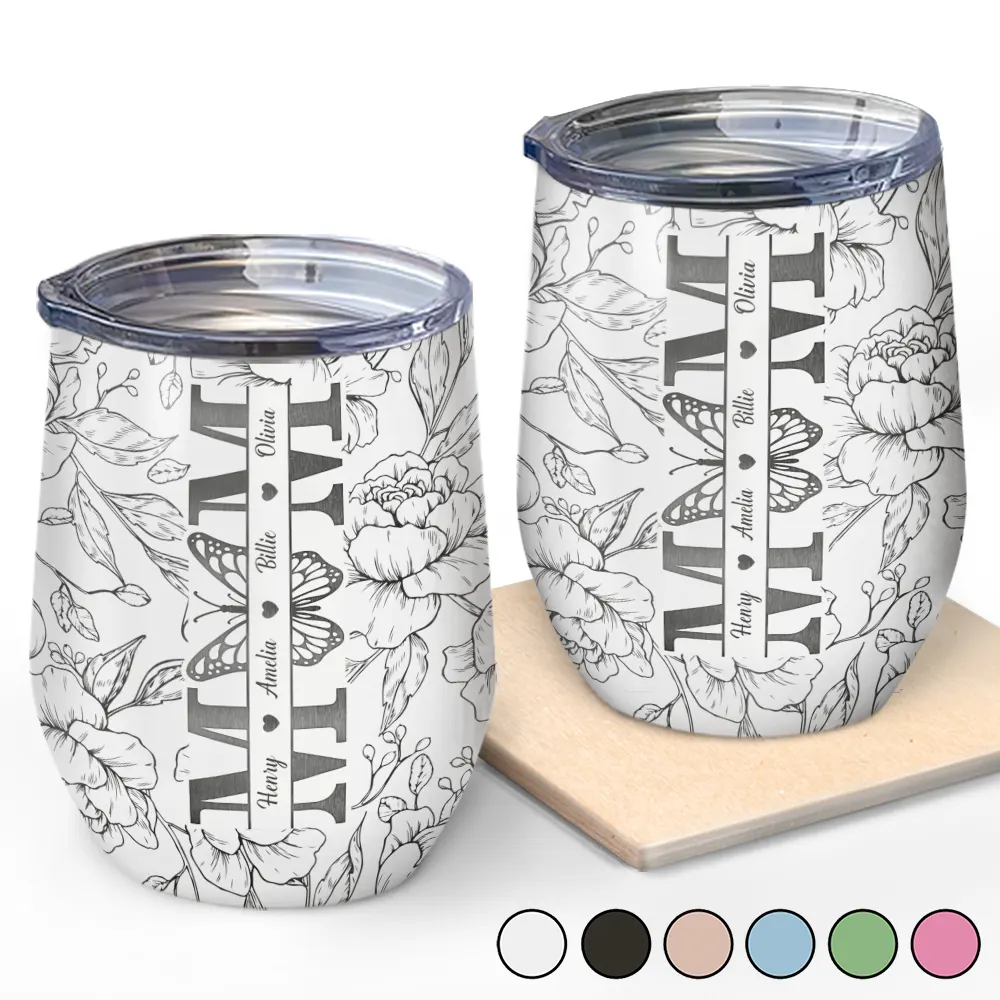 Gift For Mother, Gift For Grandma, Love - Mom Grandma Nana - Personalized Wine Tumbler