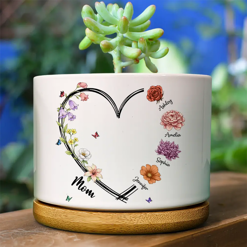 personalized plant pots Mom Grandma Sweetheart Birth Month Flower