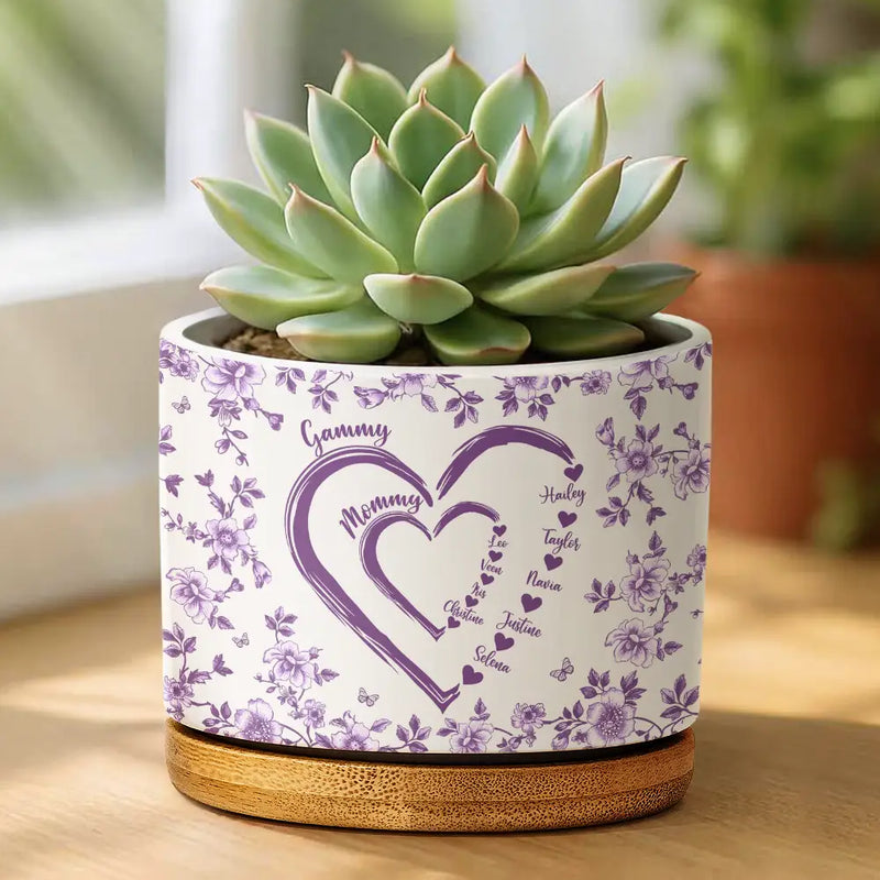 Gift For Grandma,Happy,Gift For Mother,Gift For Women - Mom Grandma Sweethearts - Personalized Ceramic Plant Pot
