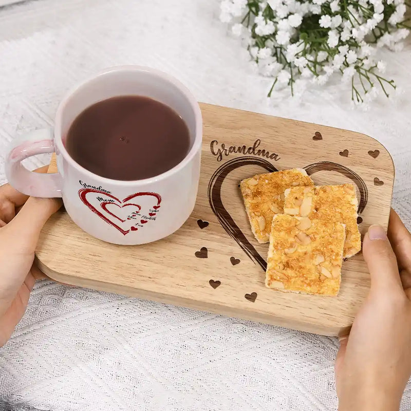 Gift For Grandma,Gift For Mother,Love - Mom Grandma Sweethearts - Personalized Combo Mug & Serving Board