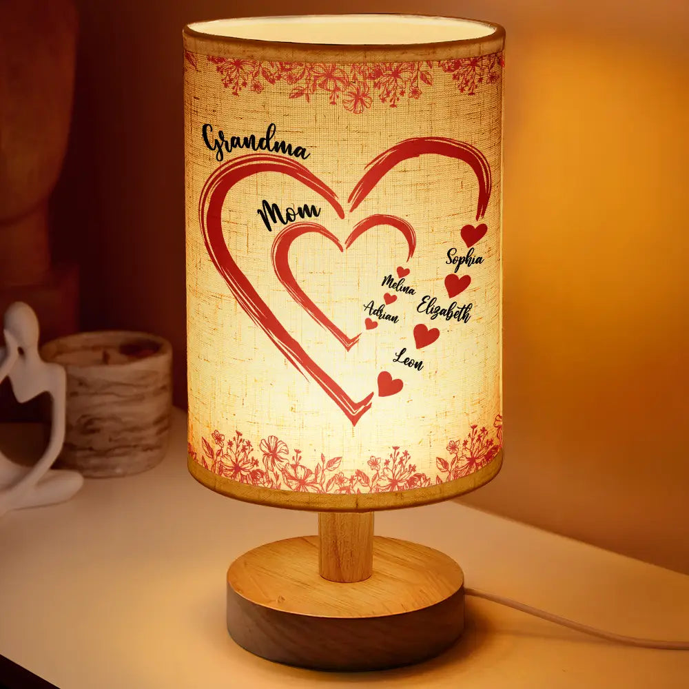 Gift For Mother,Gift For Grandma,Love,Gift For Wife,Happy - Mom Grandma Sweethearts - Personalized Fabric Lamp 