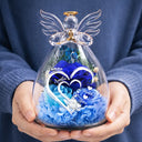 Gift For Grandma,Grandma - Grandkids,Happy - Mom Grandma Sweethearts - Personalized Flower In Glass Angel Figurine
