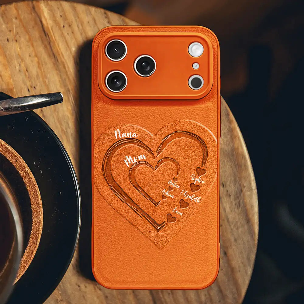 Mom Grandma Sweethearts - Personalized Leather Phone Case