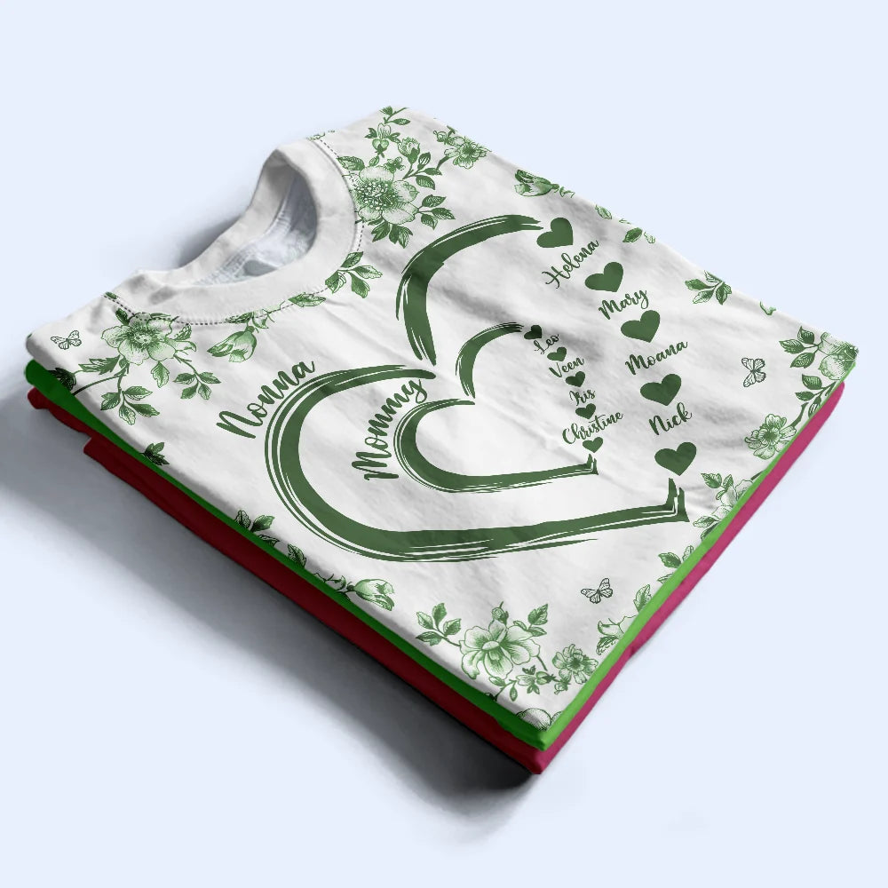 Gift For Wife,Gift For Mother,Gift For Grandma,Love,Family,Non-Eng,Icon - Mom Grandma Sweethearts Toile - Personalized Full Print T Shirt