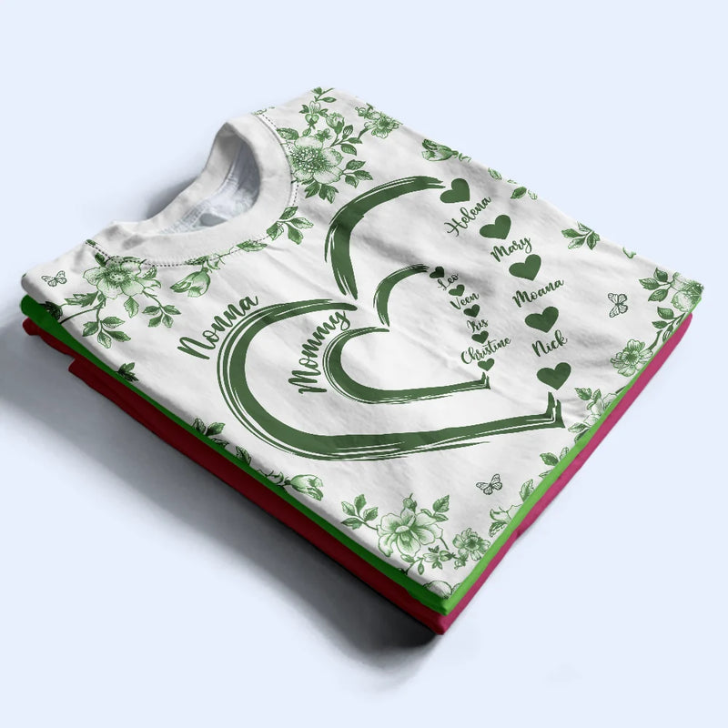 Gift For Wife,Gift For Mother,Gift For Grandma,Love,Family,Non-Eng,Icon - Mom Grandma Sweethearts Toile - Personalized Full Print T Shirt