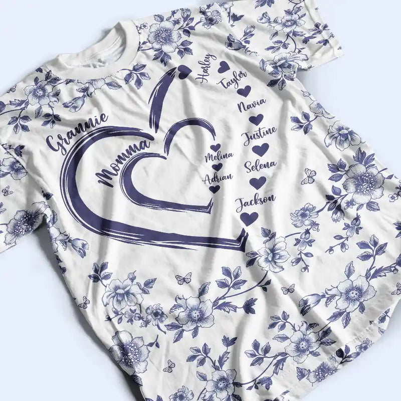 Gift For Wife,Gift For Mother,Gift For Grandma,Love,Family,Non-Eng,Icon - Mom Grandma Sweethearts Toile - Personalized Full Print T Shirt