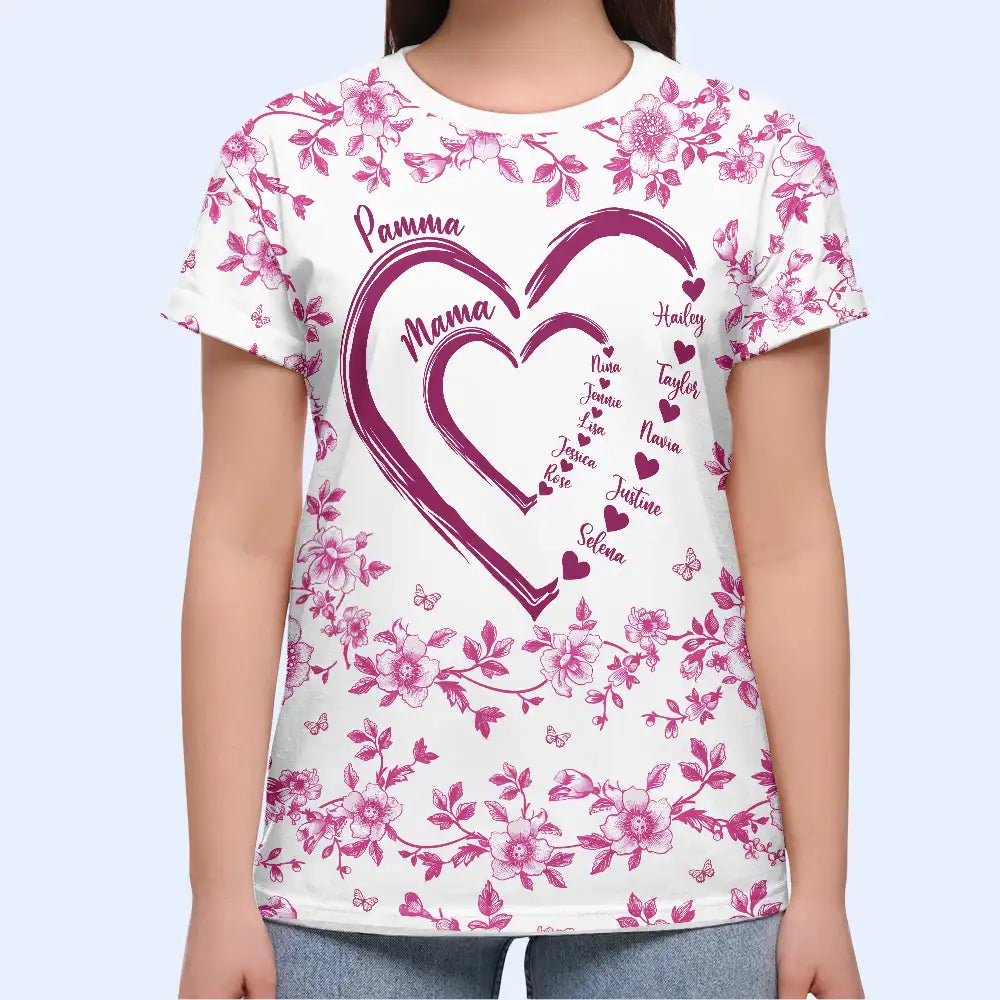 Gift For Wife,Gift For Mother,Gift For Grandma,Love,Family,Non-Eng,Icon - Mom Grandma Sweethearts Toile - Personalized Full Print T Shirt