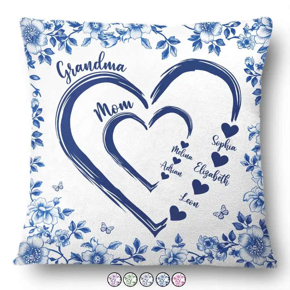 Mom Grandma Sweethearts Toile - Personalized Pillow