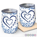 Gift For Wife,Gift For Mother,Gift For Grandma,Love,Family - Mom Grandma Sweethearts Toile - Personalized Wine Tumbler