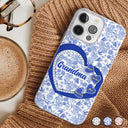 Gift For Mother, Mom - Children, Family, Happy - Mom Grandma Sweethearts Toile De Jouy Pattern - Personalized Clear Phone Case