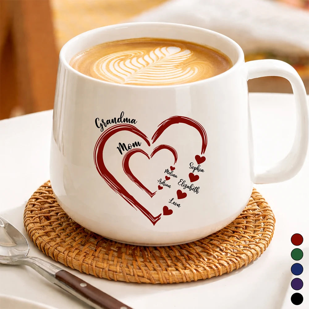 Mom Grandma Sweethearts Toile Pattern - Personalized Tapered Mug