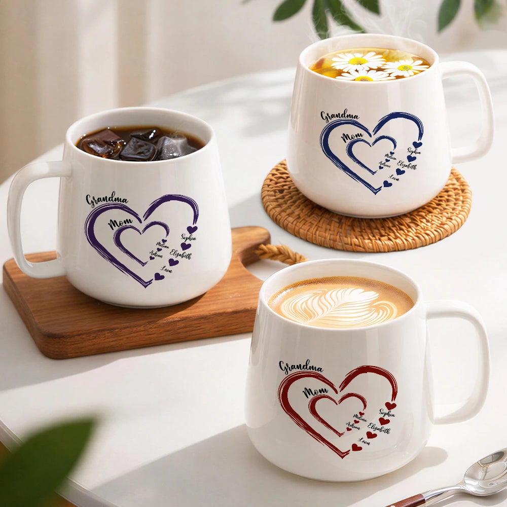 Gift For Mother,Gift For Grandma,Grandma - Grandkids,Happy,Icon,Grateful - Mom Grandma Sweethearts Toile Pattern - Personalized Tapered Mug