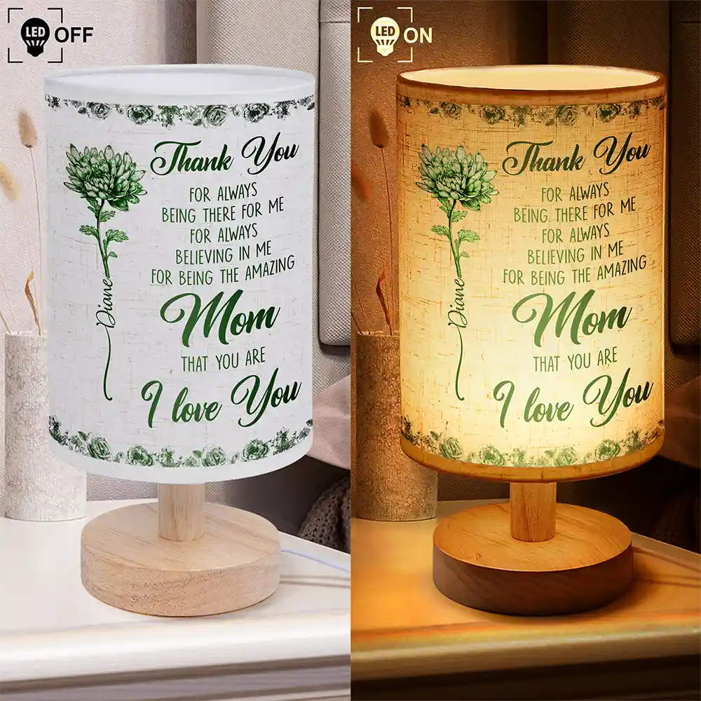 Gift For Mother,Gift For Women,Christmas,Love - Mom I Love You Birth Flower Toile De Jouy - Personalized Fabric Lamp