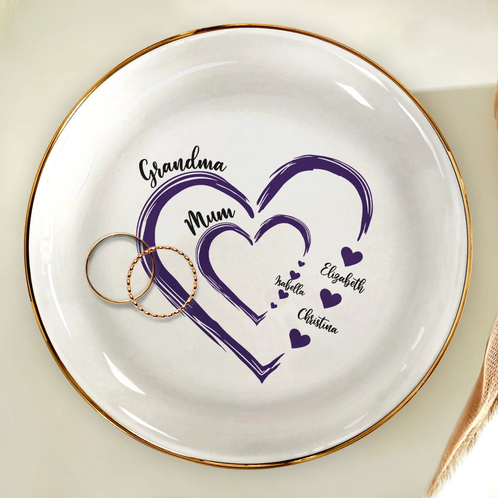 Gift For Wife,Gift For Mother,Gift For Grandma,Happy - Mom Mum Grandma Sweethearts - Personalized Ring Dish