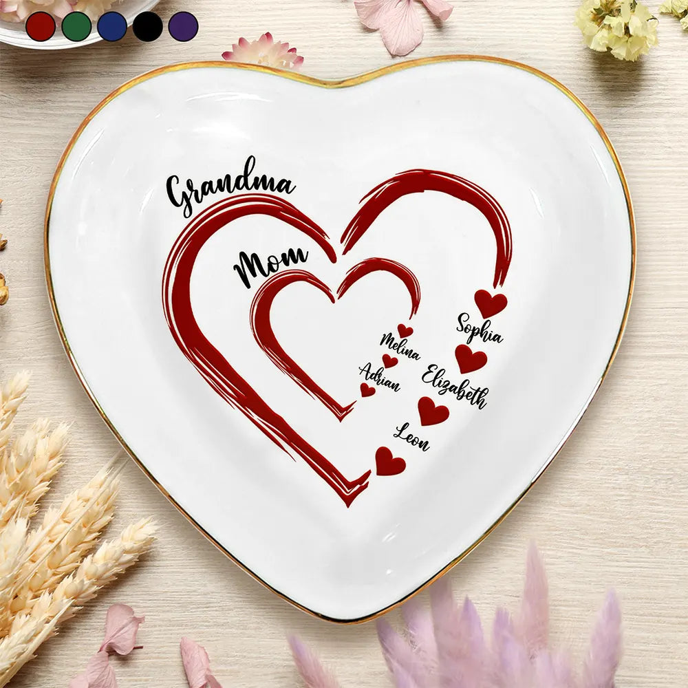 Gift For Wife,Gift For Mother,Gift For Grandma,Happy - Mom Mum Grandma Sweethearts - Personalized Ring Dish