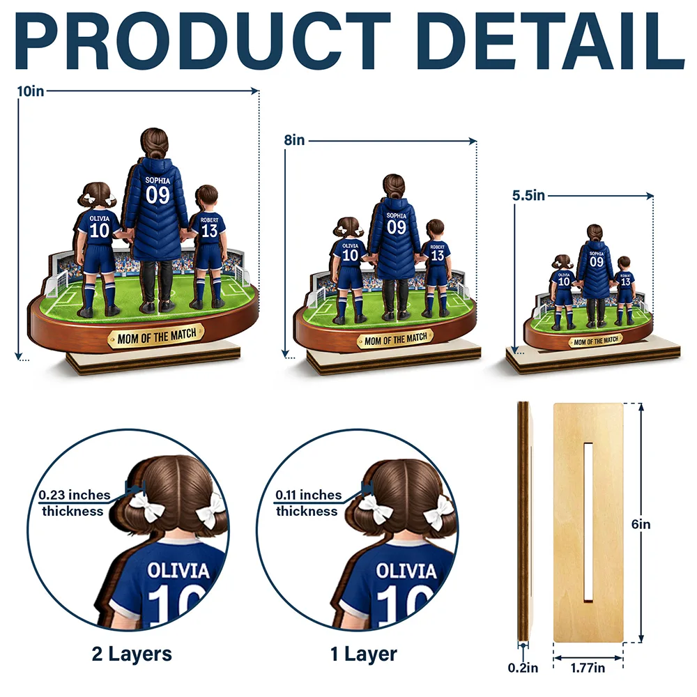 Sport Mom,Sport Dad,Gift For Mother,Gift For Father,Happy - Mom Mum Of The Match - Personalized Custom Shaped Wooden Plaque