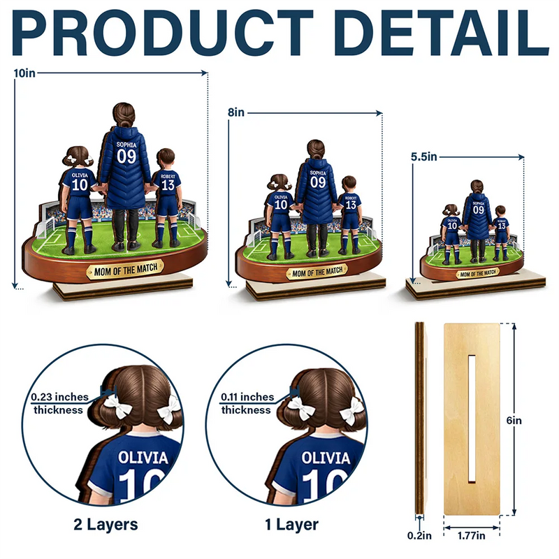 Sport Mom,Sport Dad,Gift For Mother,Gift For Father,Happy - Mom Mum Of The Match - Personalized Custom Shaped Wooden Plaque