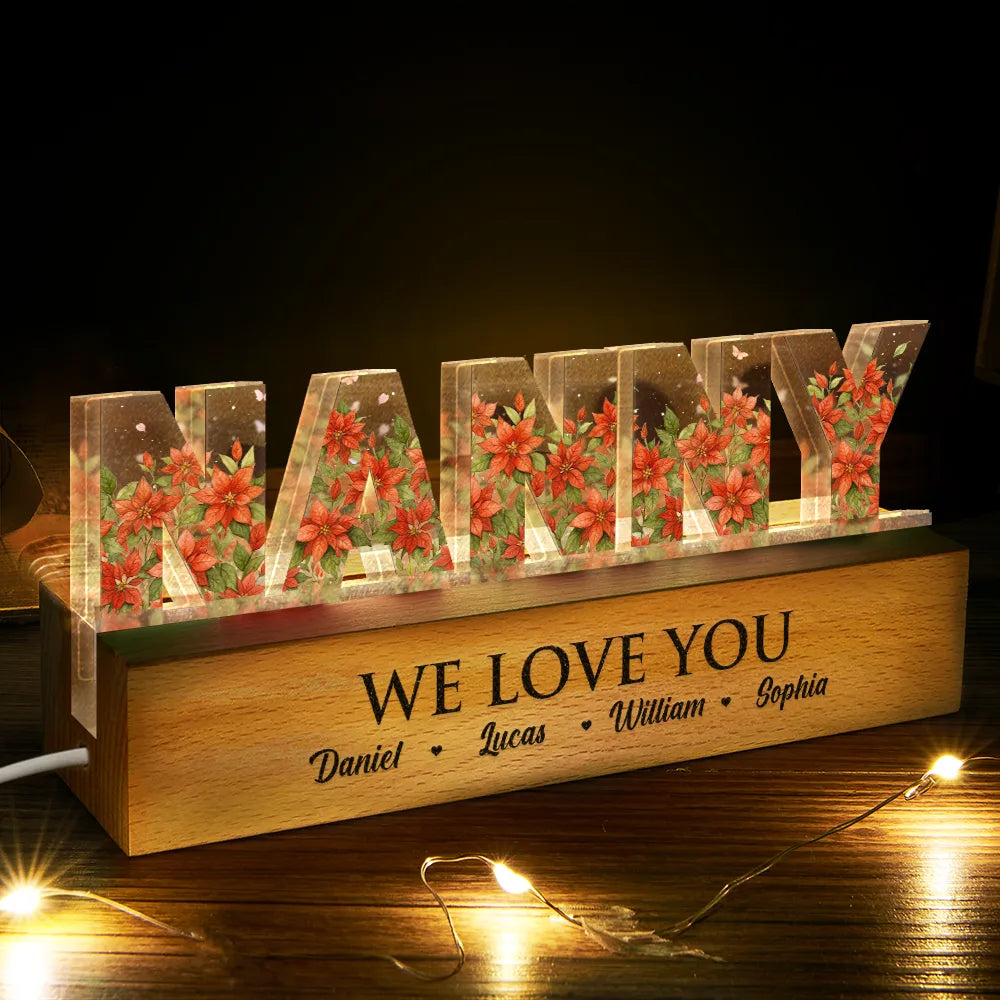 Gift For Mother, Mom - Children, Happy - Mom We Love You Birth Month Flower - Personalized Custom Shaped LED Light