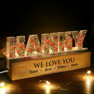 Gift For Mother, Mom - Children, Happy - Mom We Love You Birth Month Flower - Personalized Custom Shaped LED Light