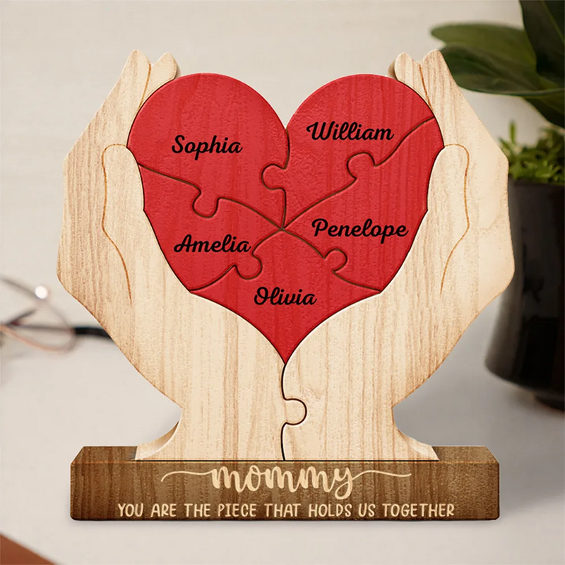 Gift For Mother,Gift For Grandma,Love - Mom You Are The Piece That Hold Us Together - Personalized Custom Shaped Wooden Puzzle