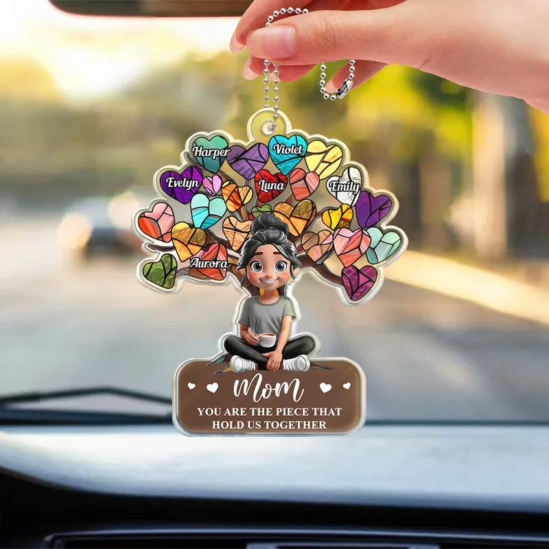 Gift For Mother,Mom,Children - Mom You Are The Piece That Holds Us Together - Personalized Acrylic Car Hanger
